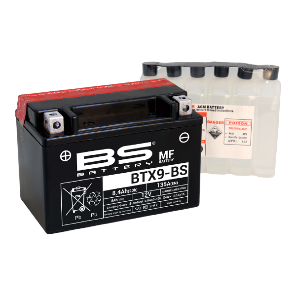 Batterie BS Battery pour Moto KTM 125 RC 2014 à 2017 YTX9-BS / 12V 8Ah Neuf