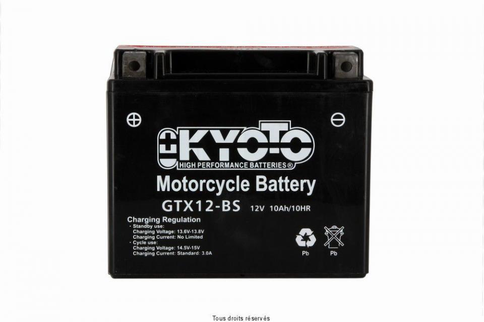 Batterie Kyoto pour Moto Kawasaki 500 KLE 1991 à 2007 YTX12-BS / 12V 10Ah Neuf