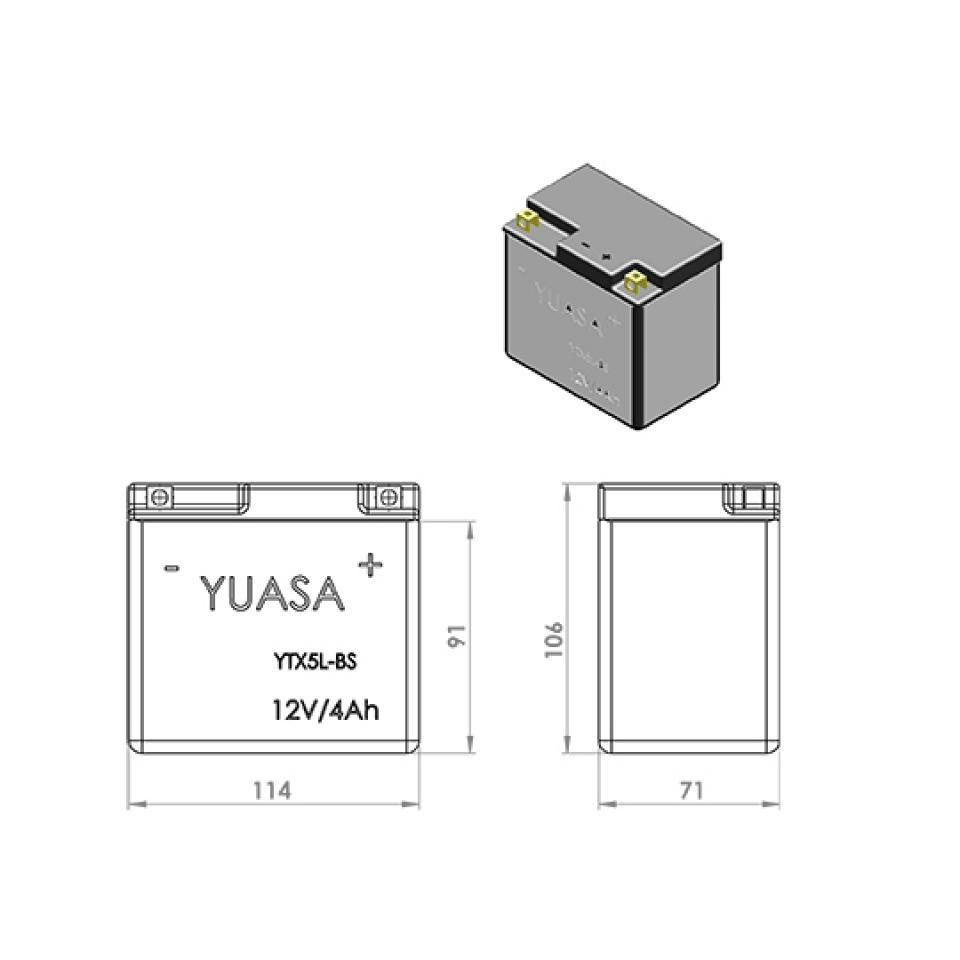 Batterie Yuasa pour Moto Honda 125 Xr L 2003 à 2008 YTX5L-BS / 12V 4Ah Neuf