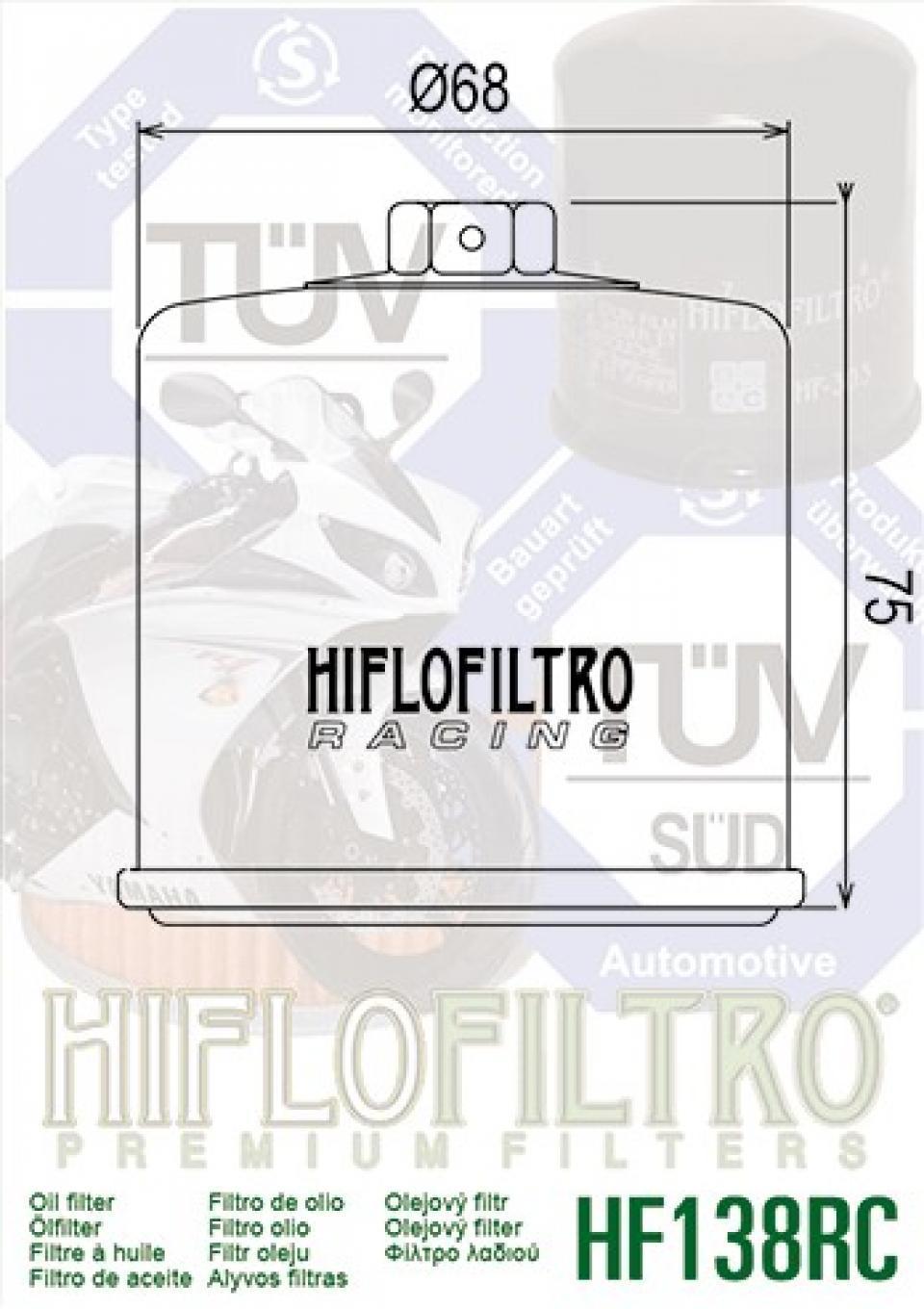 Filtre à huile Hiflofiltro pour Moto Suzuki 650 Gsx F 2008 à 2015 HF138RC Neuf