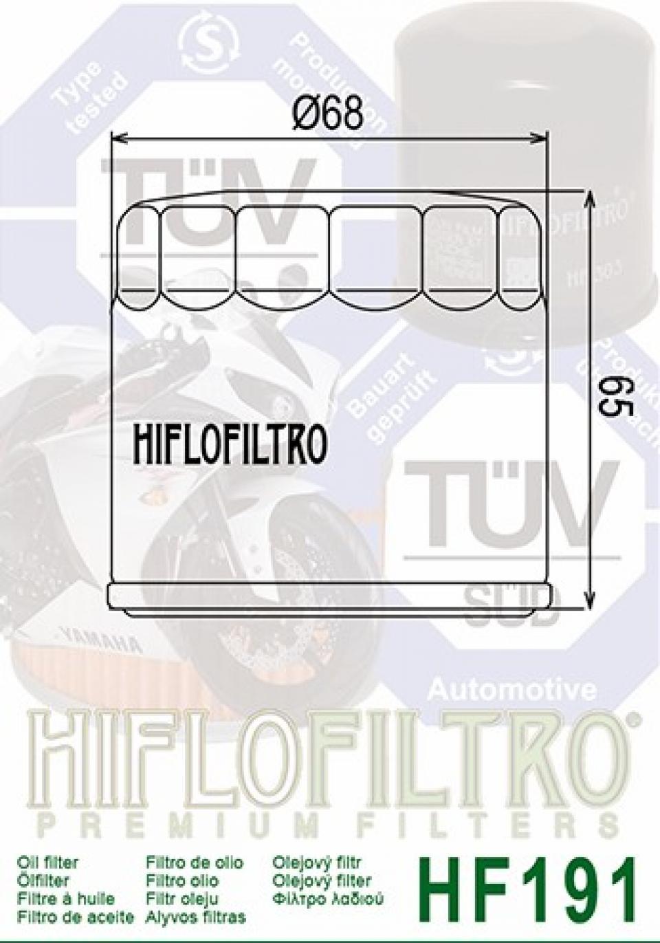 Filtre à huile Hiflofiltro pour Moto Triumph 885 Speed Triple T509 1997 à 1998 HF191 Neuf