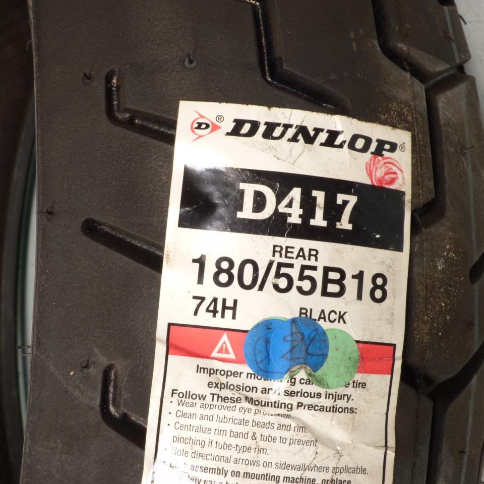 Pneu arrière 180-55-18 Dunlop D417 74H pour moto Neuf en destockage