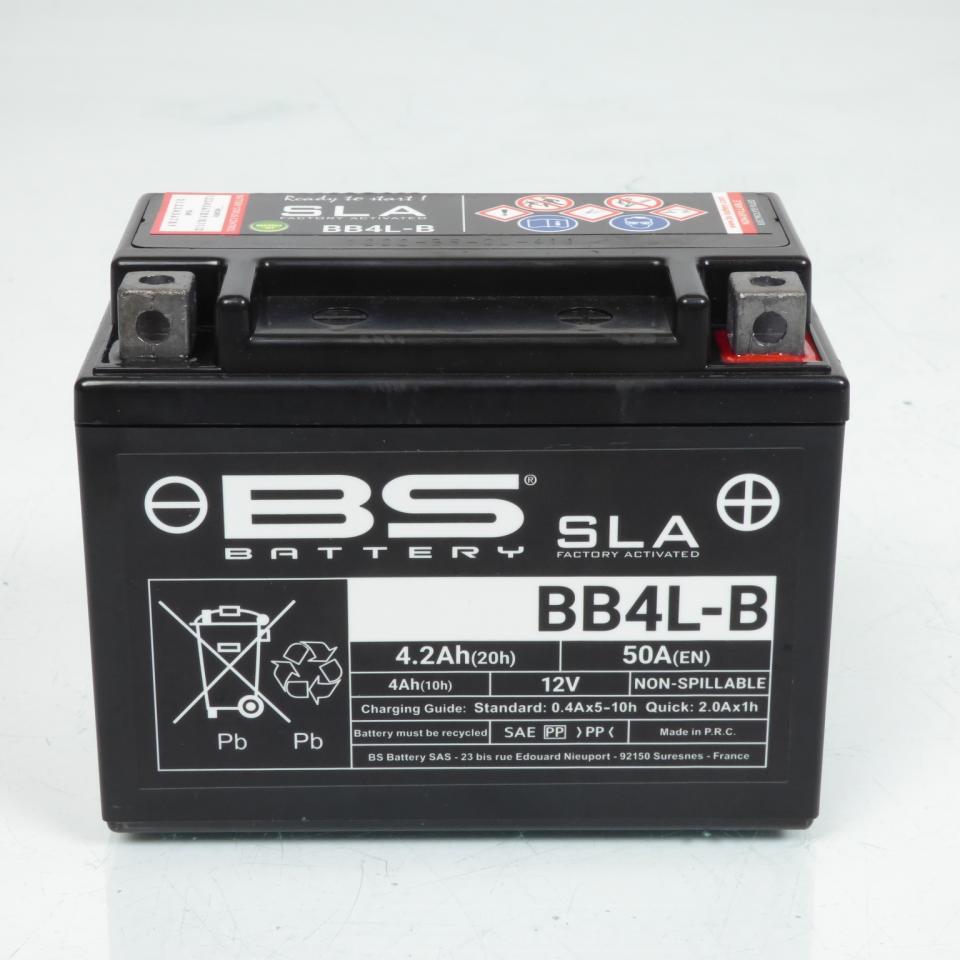 Batterie SLA BS Battery pour Moto Derbi 50 Senda Sm Drd Black Devil 2003 à 2005 YB4L-B / 12V 4.2Ah Neuf