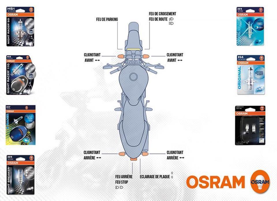 Ampoule Osram pour Moto Yamaha 850 MT-09 TRACER GT 2018 à 2020 Neuf