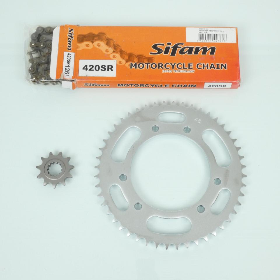 Kit chaîne Sifam pour Moto Rieju 50 SMX 2002 à 2005 11x48 pas 420 / alésage 105mm Neuf