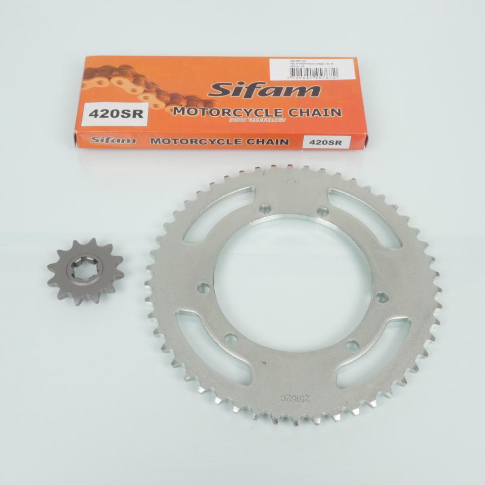 Kit chaîne Sifam pour moto Suzuki 50 Rmx / Smx 1999 à 2002 12x50 pas 420 Al 110mm