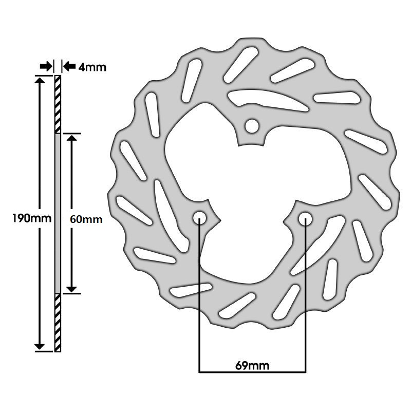 Disque frein AV/AR Polini pour scooter Aprilia 50 Rally 175.0031 Ø190mm Ep4.2mm