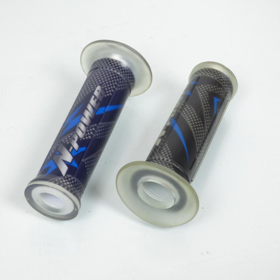 Paire de poignées revêtement de guidon N-Power bleu transparent pour scooter 50