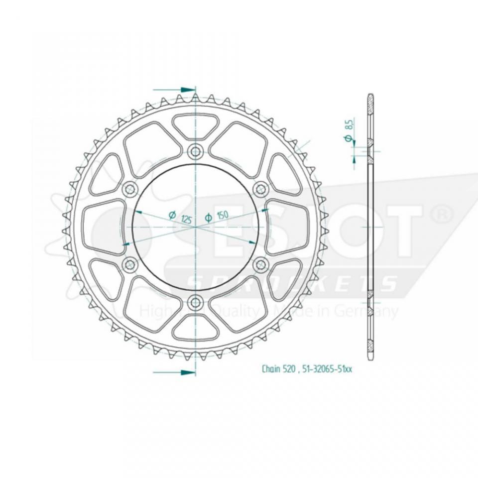 Couronne de transmission Esjot pour Moto KTM 150 Sx 2T 2010 à 2021 Neuf