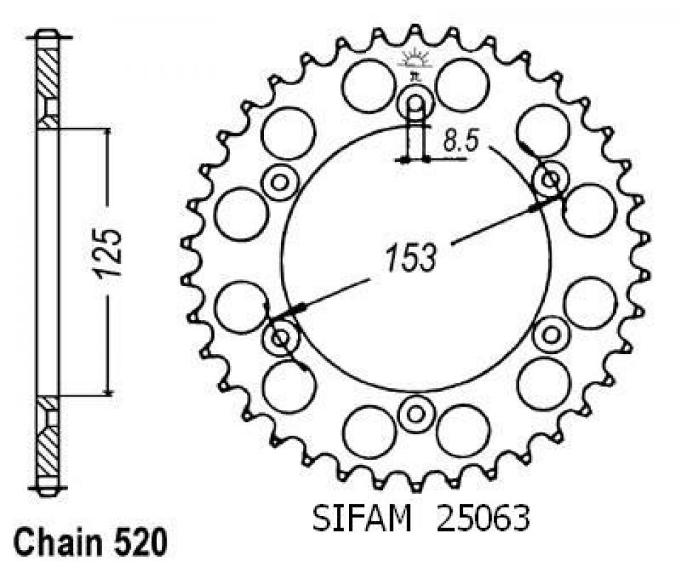 Couronne de transmission Sifam pour Moto Honda 500 Cr R 1992 à 2001 Neuf