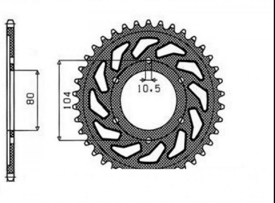 Couronne de transmission 44 dts Sunstar pour moto Kawasaki 1200 ZX12R 2000-2004 Neuf