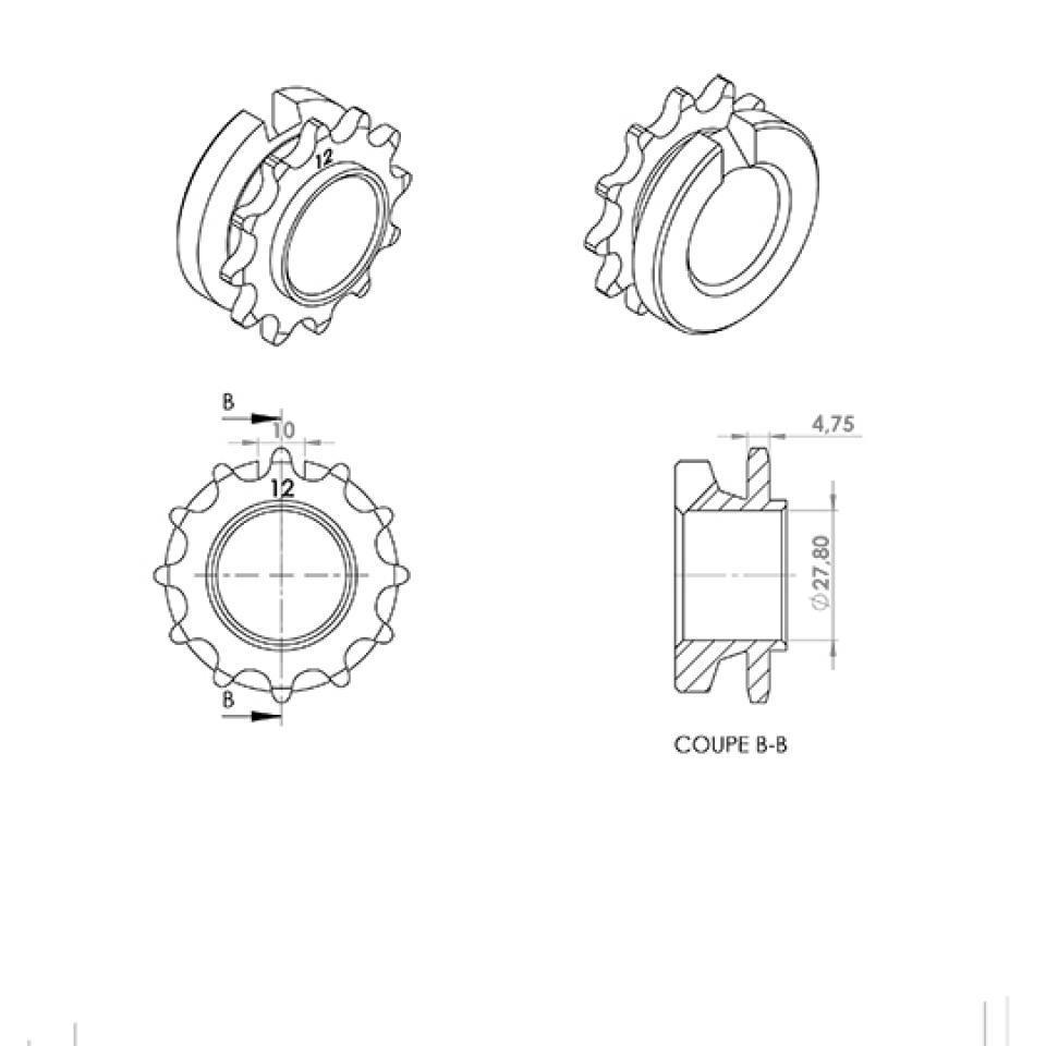 Pignon de sortie de boite Teknix pour Mobylette Peugeot 50 103 SP Neuf