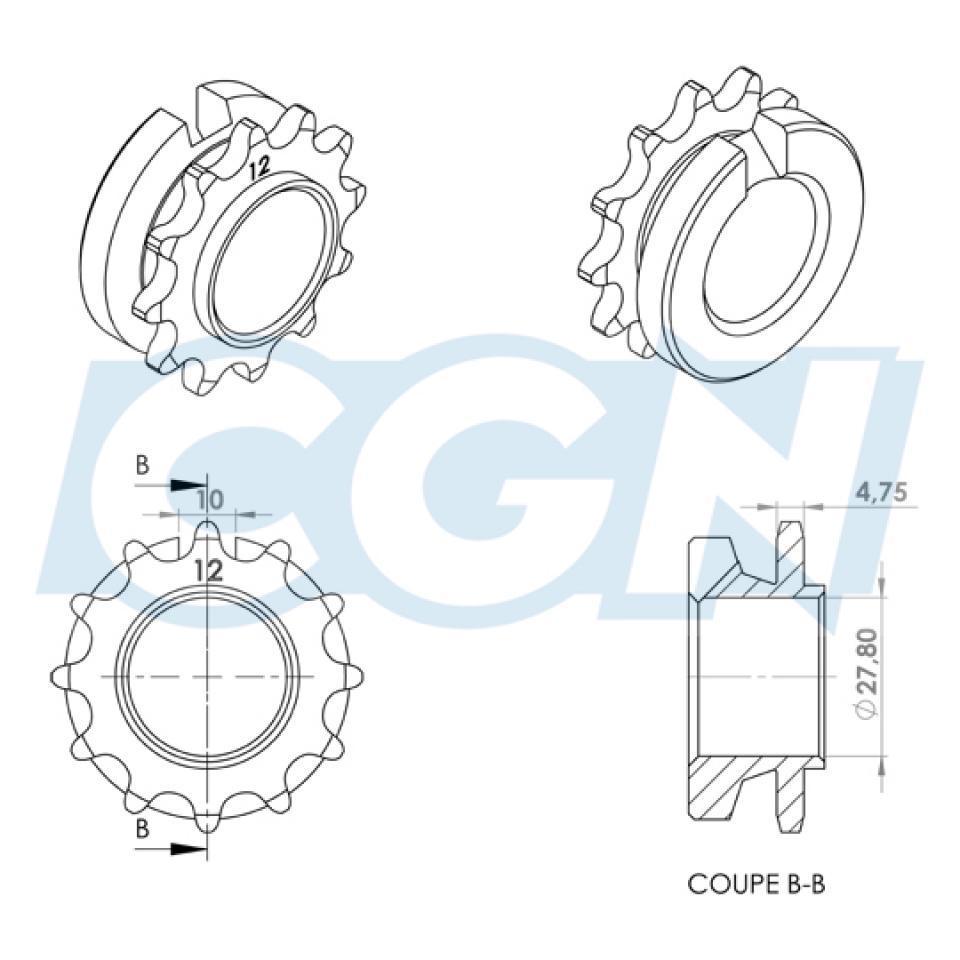 Pignon de sortie de boite Teknix pour Mobylette Peugeot 50 103 SP Neuf