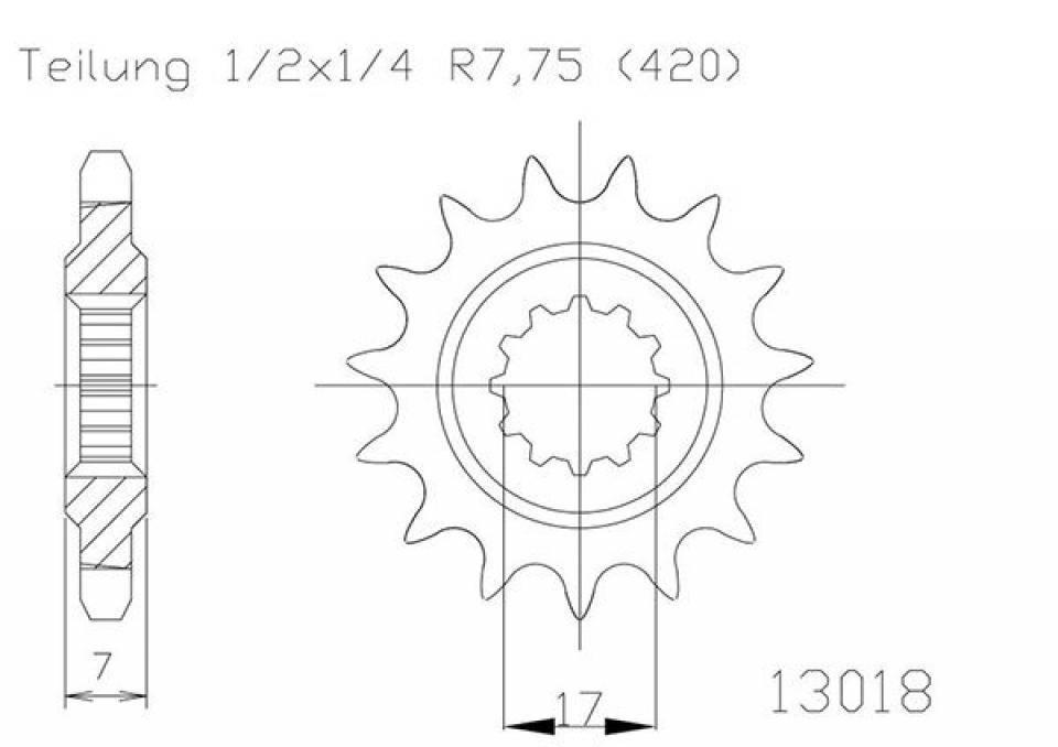 Pignon de sortie de boite Esjot pour Moto Peugeot 50 XP6 1998 à 2001 12 dents pas 420 Neuf