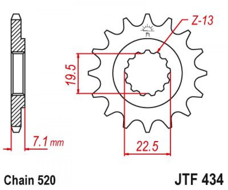 Pignon de sortie de boite Esjot pour Moto Suzuki 250 DR 1982 à 1983 14 dents pas 520 Neuf