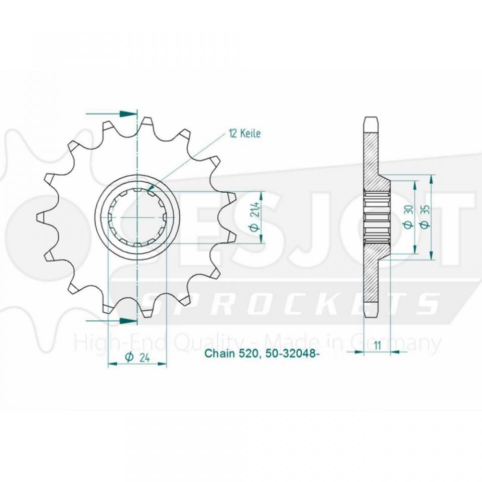 Pignon de sortie de boite Esjot pour Moto Husqvarna 610 Te E 2002 à 2007 15 dents pas 520 Neuf