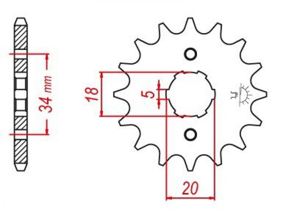 Pignon de sortie de boite Esjot pour Moto Kymco 125 Zing 1996 à 2007 16 dents pas 428 Neuf