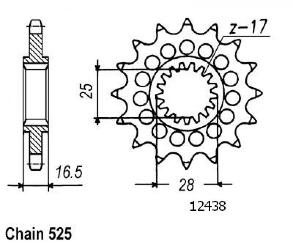 Pignon de sortie de boite Esjot pour Moto KTM 1290 Superduke R 2014 à 2023 17 dents pas 525 Neuf