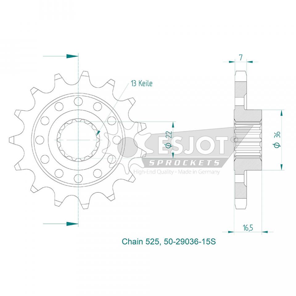 Pignon de sortie de boite Esjot pour Moto Ducati 1100 Hypermotard Evo Sp Corse 2012 Neuf