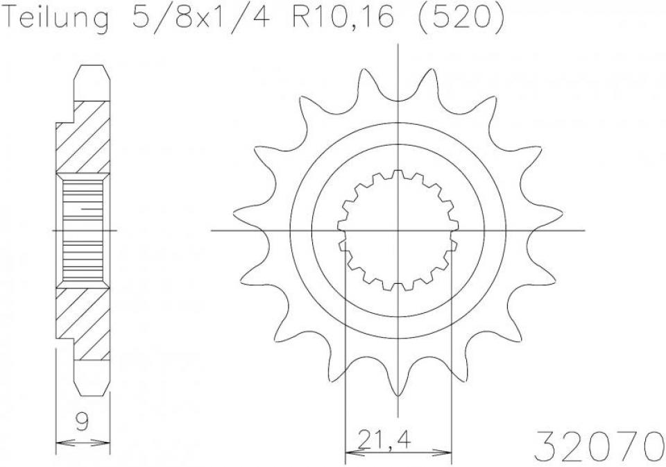 Pignon de sortie de boite pour moto Kawasaki 250 Ninja 2008 à 2011 12 dents 520