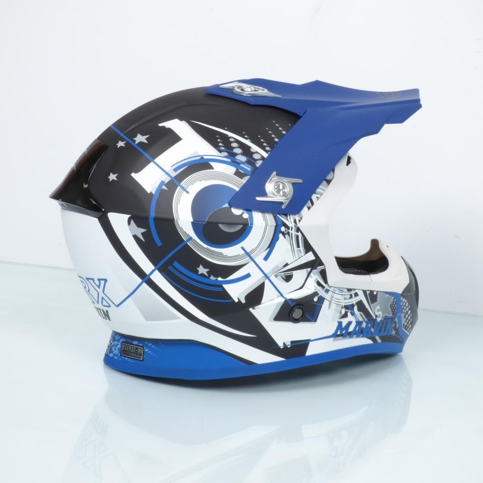 Casque pour moto cross enduro Torx Marvin Eyes Blue/White Matt Taille XS bleu noir