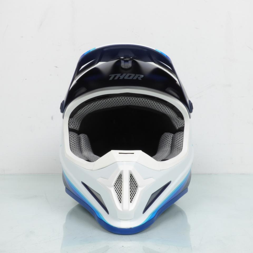 Casque moto cross enduro blanc bleu Thor Sector pour homme / femme Taille L Neuf
