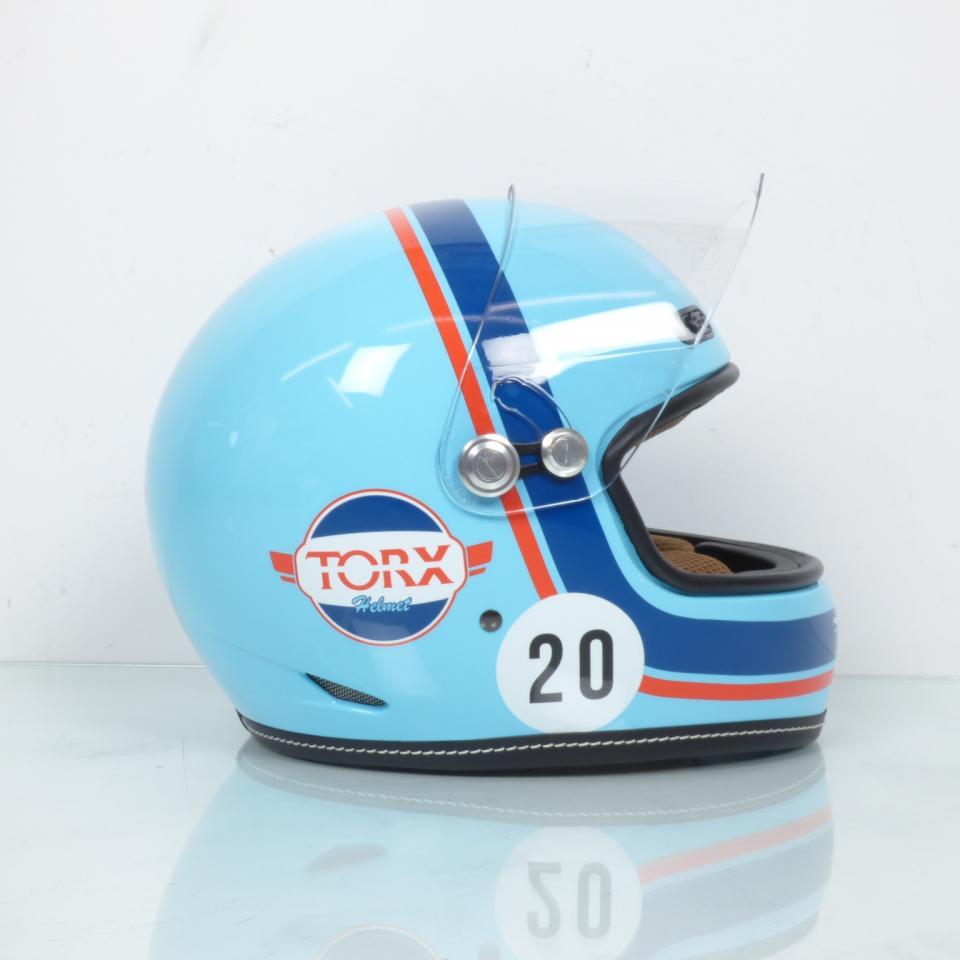 Casque pour moto route vintage Torx Barry Gulf Blue Taille M bleu brillant neuf