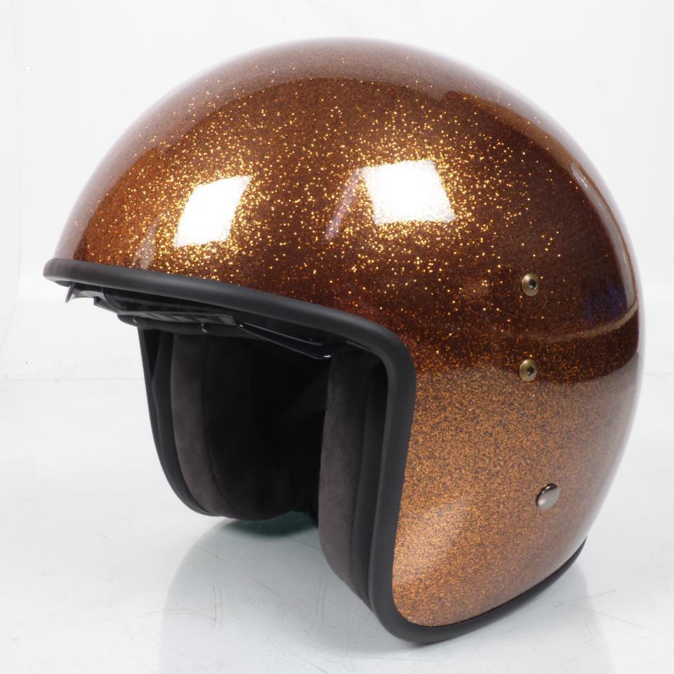 Casque jet UP Taille XS Smart glitter gold avec visière solaire pour moto scooter