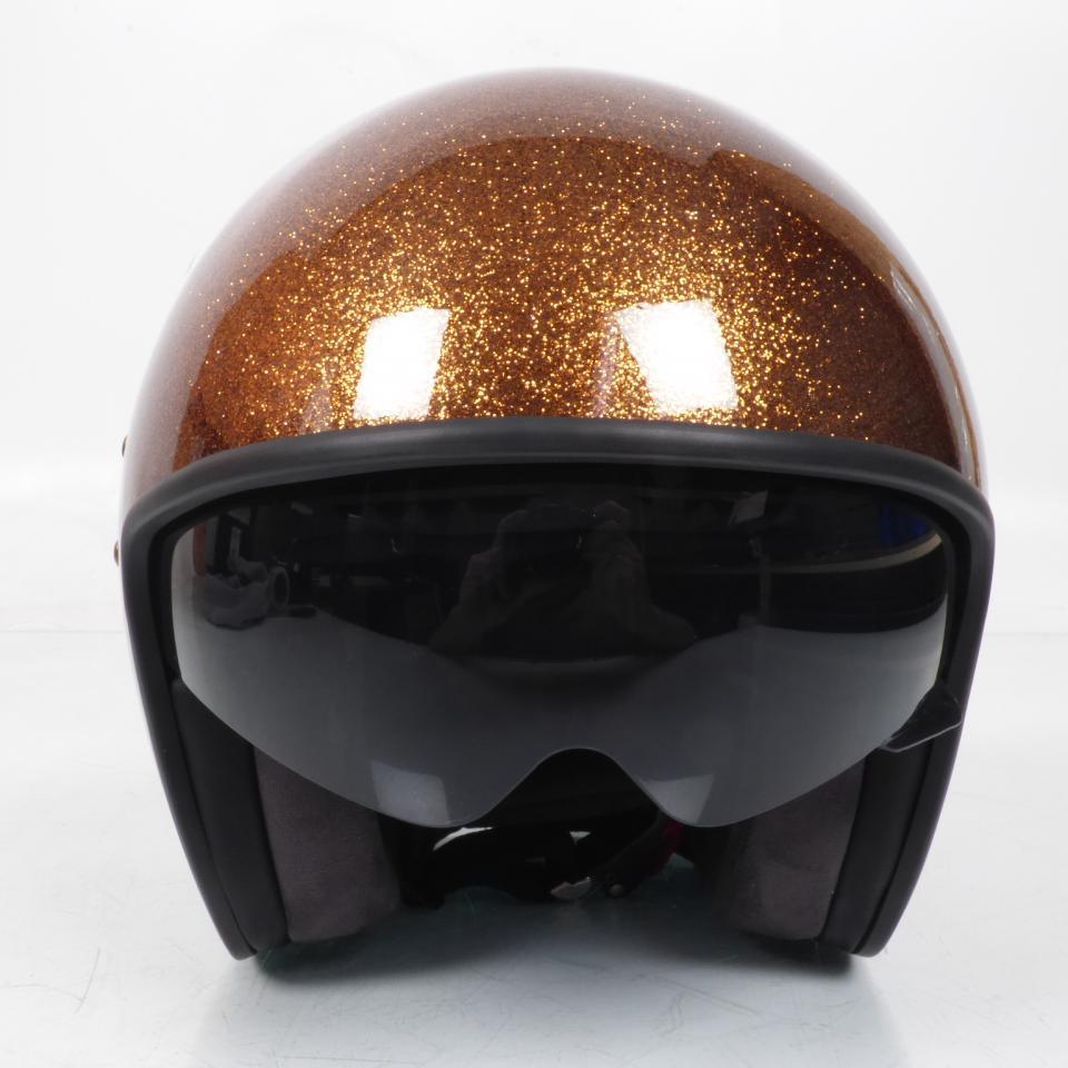 Casque jet UP Taille XS Smart glitter gold avec visière solaire pour moto scooter