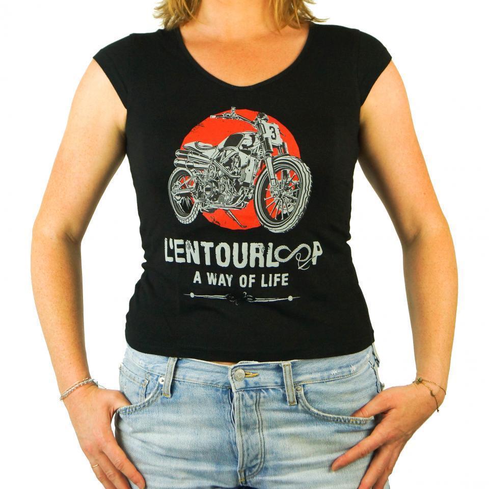 Tee Shirt pour moto Femme L'Entourloop Flat Track Noir taille XL Lady