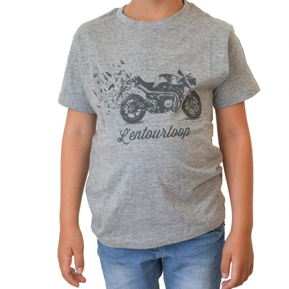 Tee Shirt Kid Enfant pour moto L'Entourloop Birdy Gris taille 10 ans
