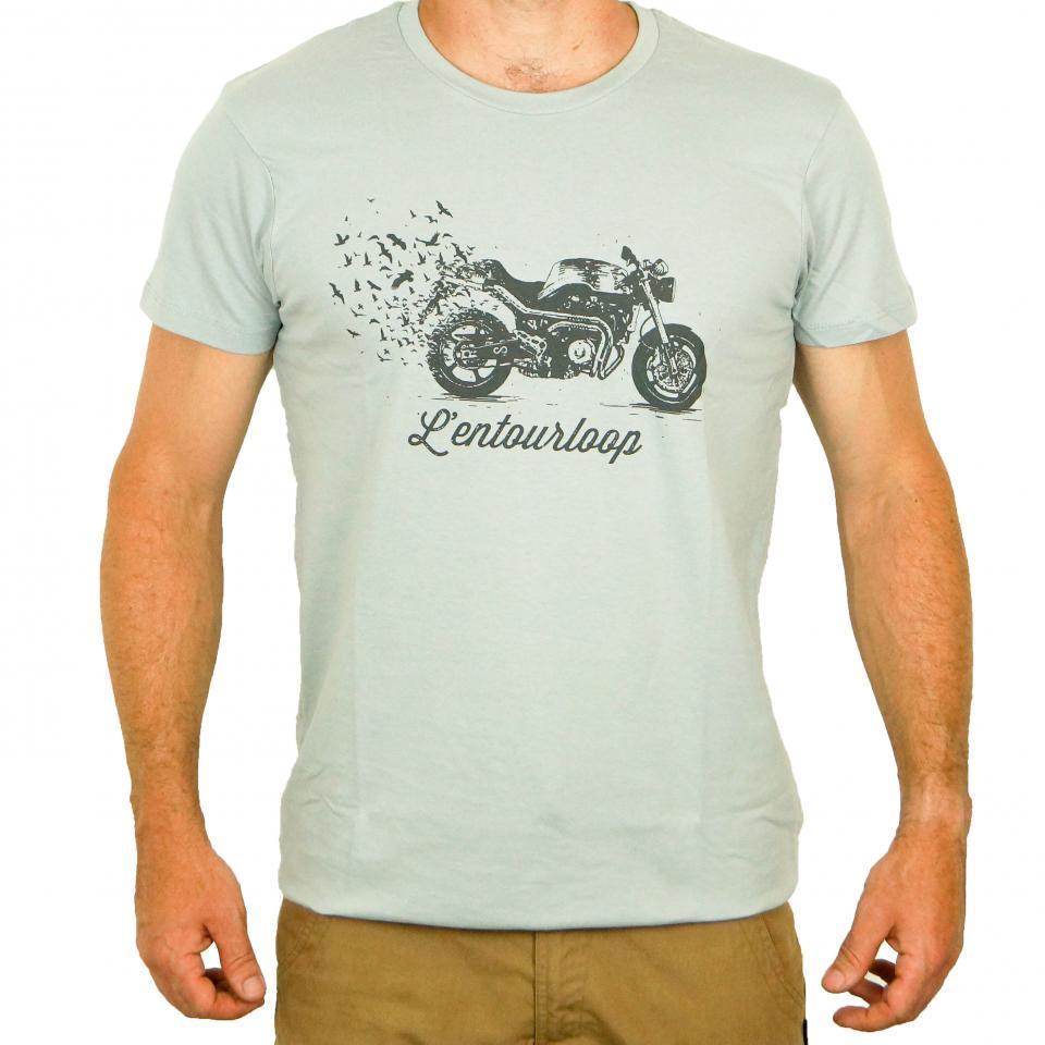 Tee Shirt pour moto Homme L'entourloop Birdy Gris taille L