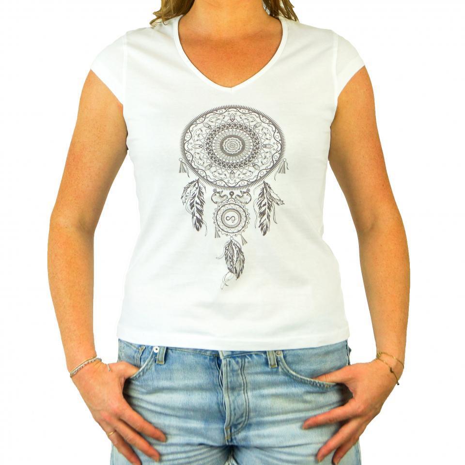 Tee Shirt pour moto Femme L'Entourloop DreamCatcher Blanc taille L