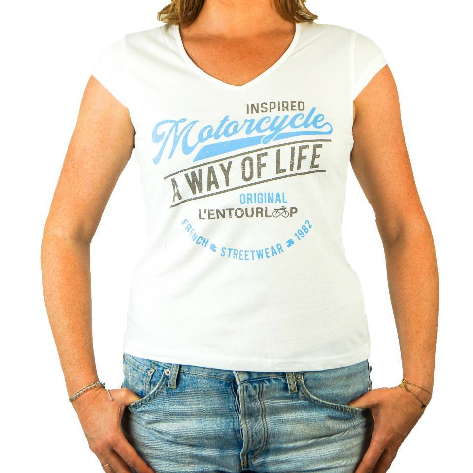 Tee Shirt pour moto Femme L'Entourloop Original Blanc taille S Lady