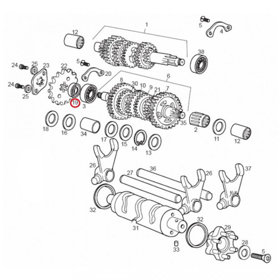 Joint spi moteur origine pour Moto Derbi 125 Mulhacen 2007 à 2013 00H02800401 / 847019 Neuf