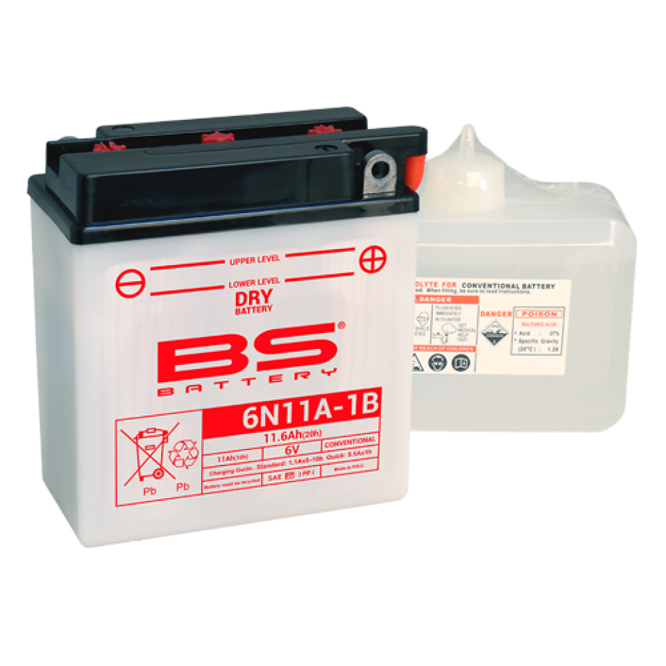 Batterie BS Battery pour moto 6N11A-1B / 6V 11Ah Neuf