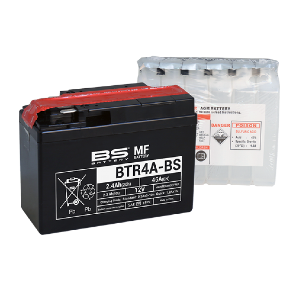 Batterie BS Battery pour scooter Honda 50 X8R 1999-2005 YTR4A-BS / 12V 2.3Ah Neuf