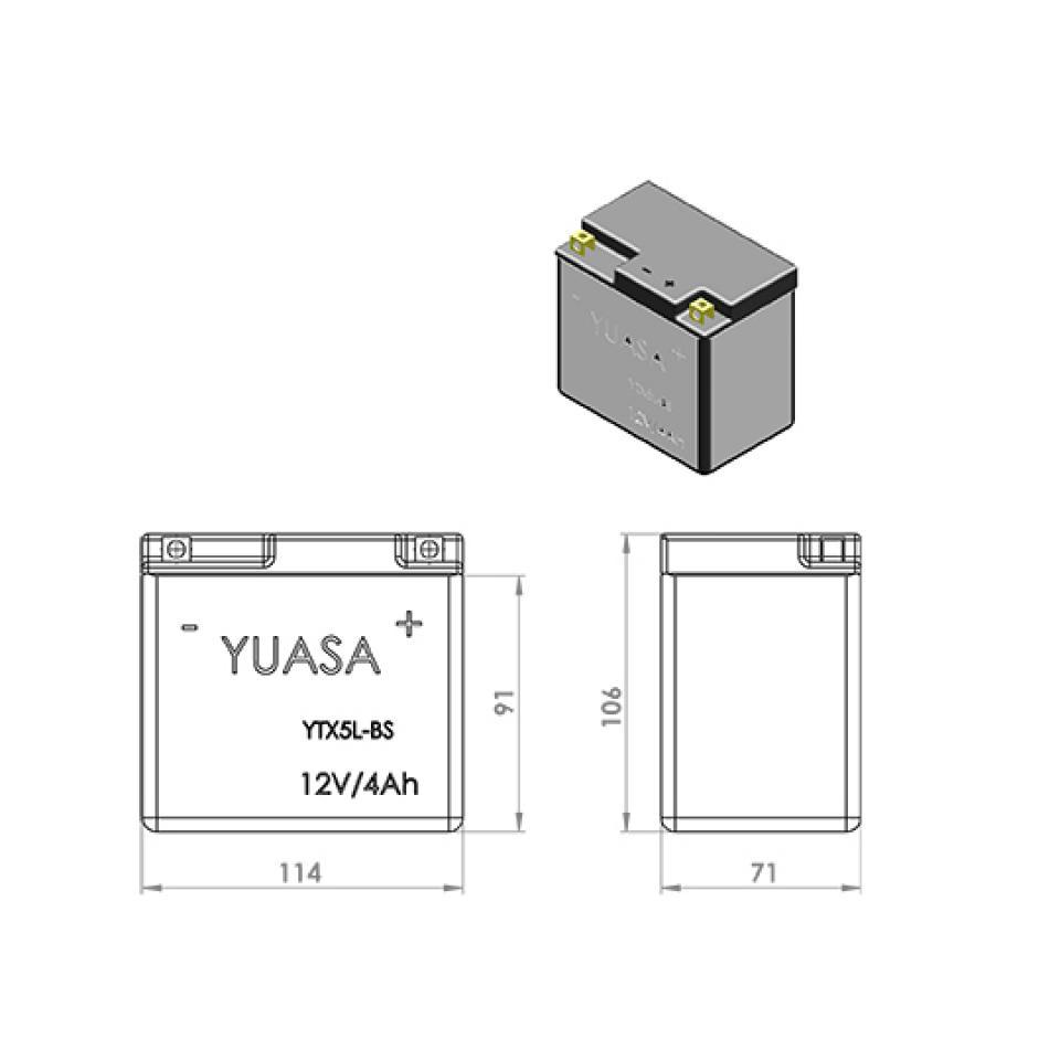 Batterie Yuasa pour Moto BHR 250 F 2022 YTX5L-BS / 12V 4Ah Neuf
