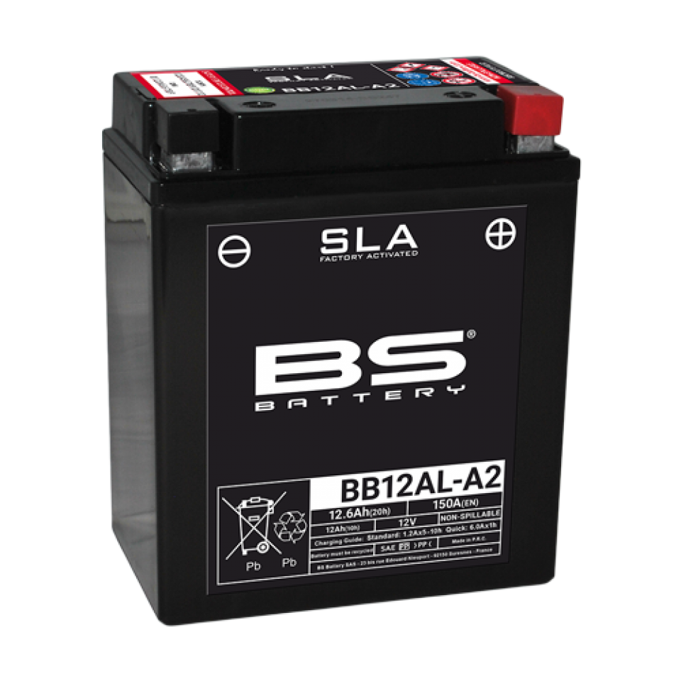 Batterie BS Battery pour Scooter Peugeot 250 Satelis - Etrier Ajp 2006 à 2011 YB12AL-A2 / 12V 12Ah Neuf