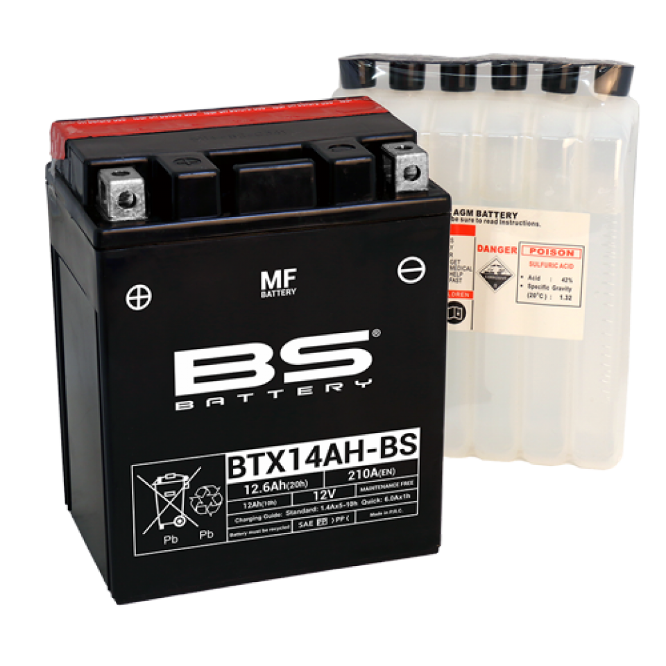 Batterie BS Battery pour quad Polaris 330 Trail blazer 2008 à 2012 YTX14AH-BS / 12V 12Ah Neuf