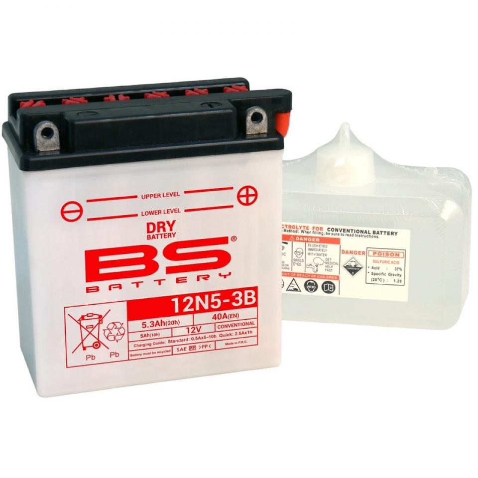 Batterie BS Battery pour moto Kawasaki 125 AR 1981-1990 12N5-3B / 12V 5Ah Neuf