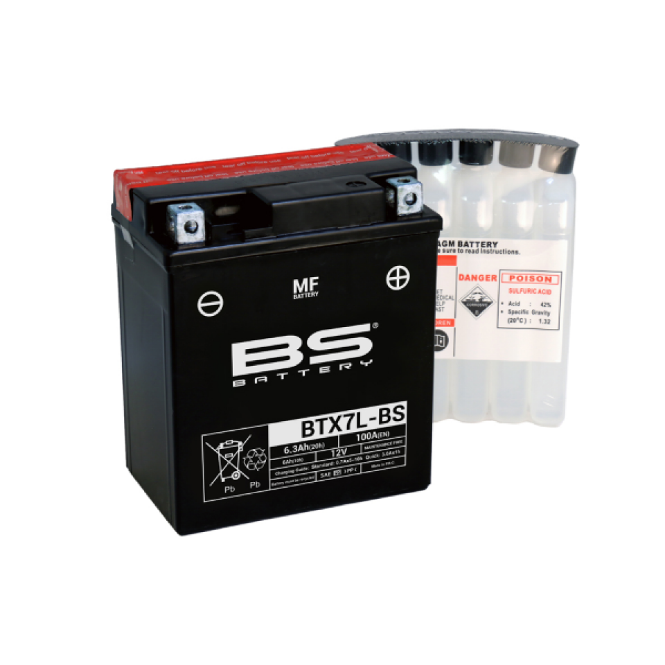 Batterie BS Battery pour Scooter Malaguti 125 Blog 2009 à 2012 YTX7L-BS / 12V 6Ah Neuf