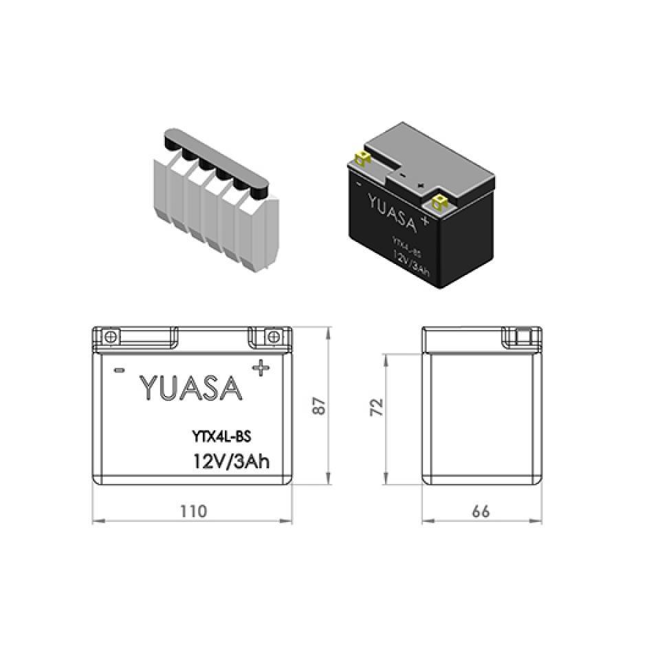 Batterie Yuasa pour Quad Aeon 50 Cobra 4X2 2002 à 2004 YTX4L-BS / 12V 3Ah Neuf