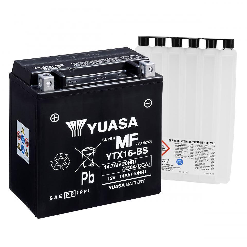 Batterie Yuasa pour Moto Kawasaki 1600 VN Mean streak 2004 à 2007 YTX16-BS / 12V 14Ah Neuf