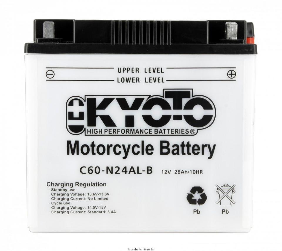Batterie Kyoto pour Moto Moto Guzzi 650 V65 Florida 1986 à 1992 Y60-N24AL-B / 12V 28Ah Neuf