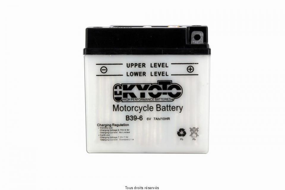Batterie Kyoto pour Mobylette Piaggio 50 Ciao PX 1980 à 2004 B39-6 / 6V 7Ah Neuf