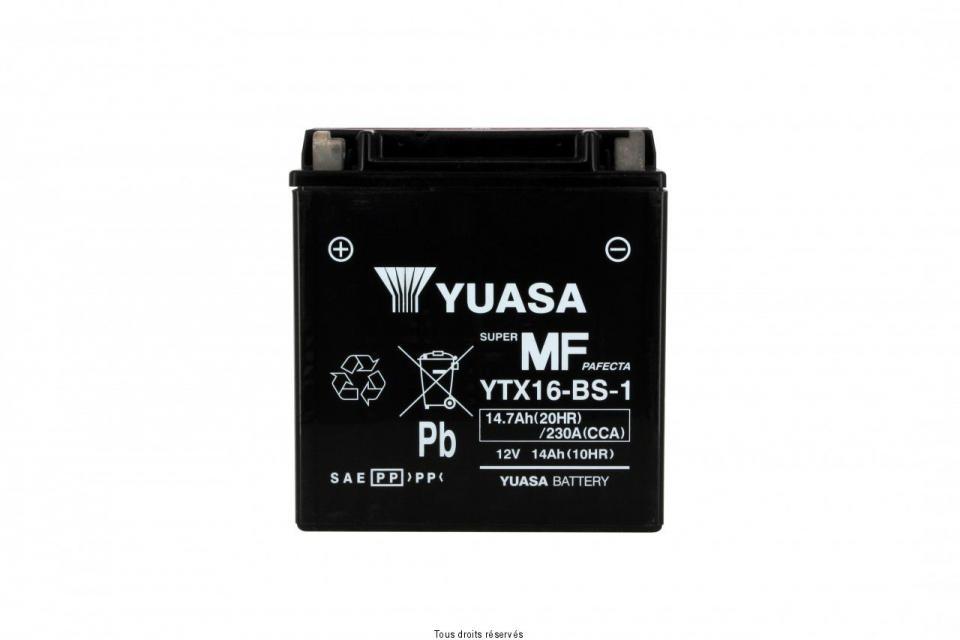 Batterie Yuasa pour Moto Suzuki 1500 VL Intruder 1998 à 2003 YTX16-BS-1 / 12V 14Ah Neuf
