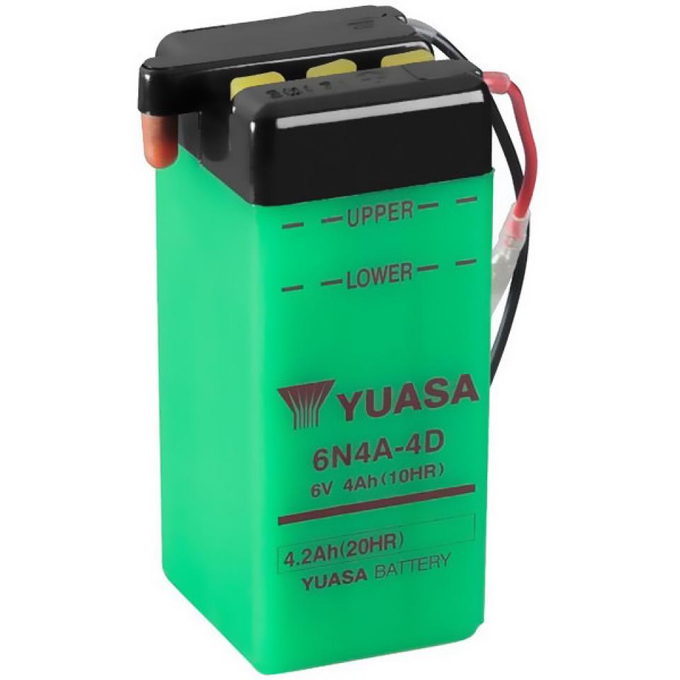 Batterie Yuasa pour Moto Yamaha 50 Fs1 E 1974 à 1976 6N4A-4D / 6V 4Ah Neuf