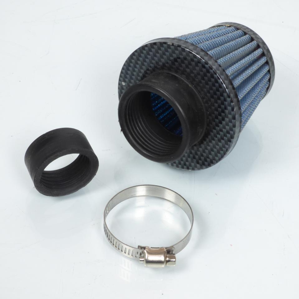 Cornet filtre à air Ø28/35mm carbone et bleu Replay Neuf  pour moto scooter