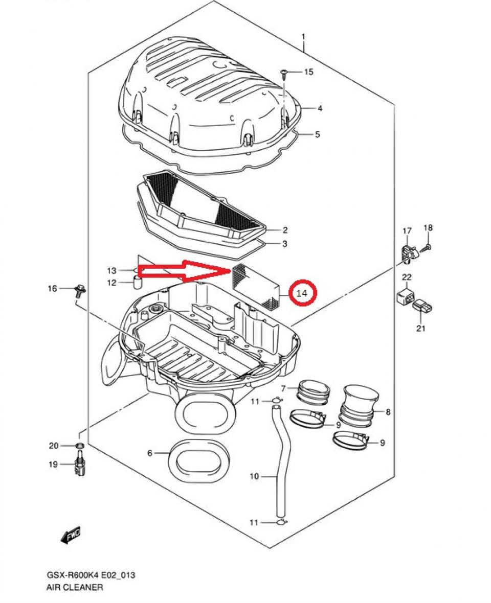 Petit Filtre à air intérieur pour moto Suzuki 1000 GSXR 13788-24F00-000 Neuf
